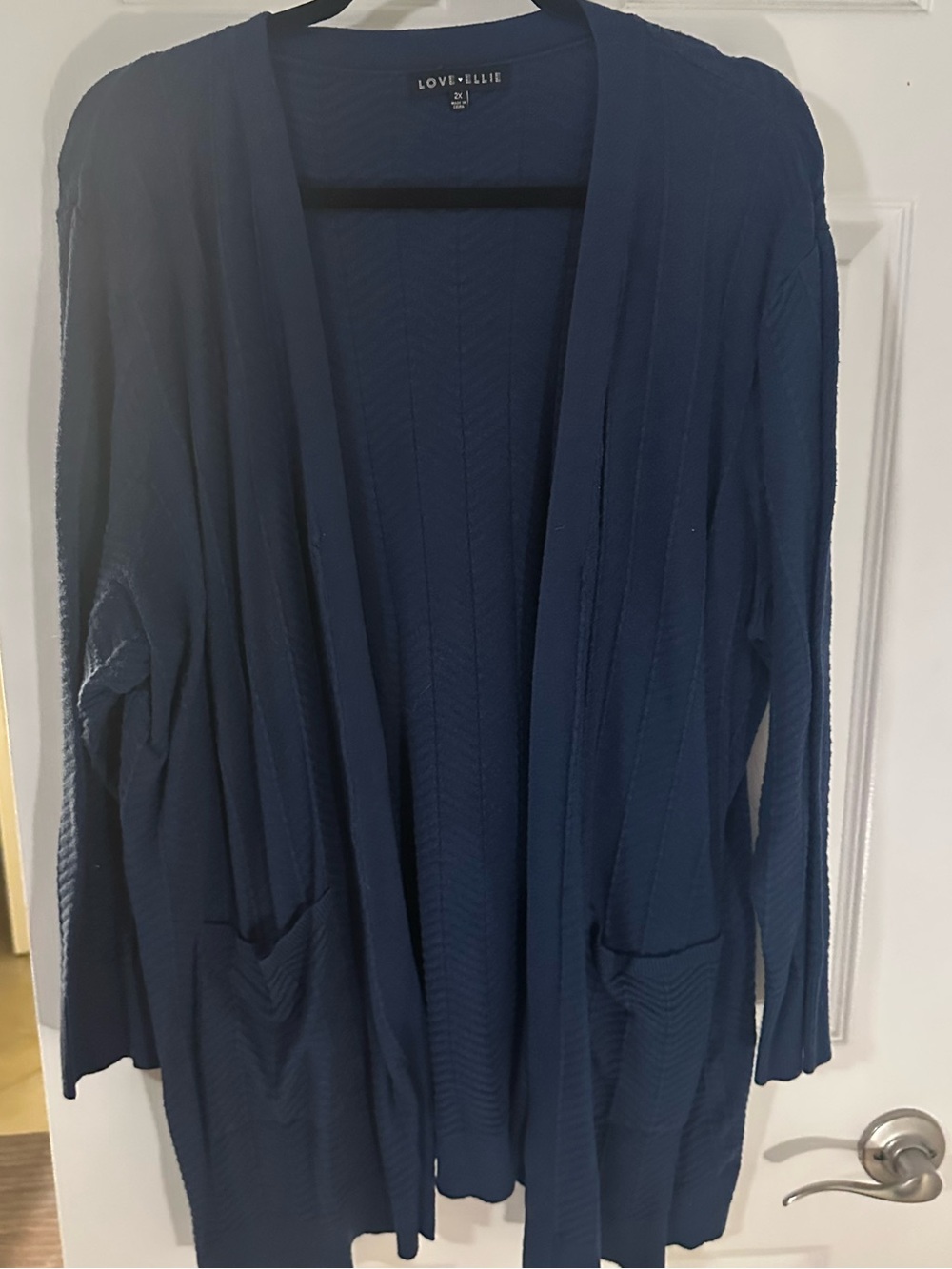 Navy Open-Front Longline Cardigan